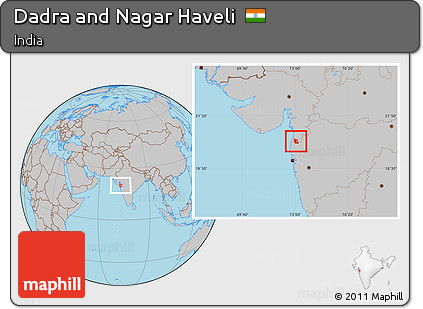 Gray Location Map of Dadra and Nagar Haveli