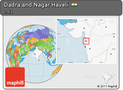 Political Location Map of Dadra and Nagar Haveli, highlighted country