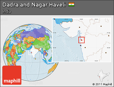 Political Location Map of Dadra and Nagar Haveli, highlighted country