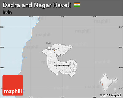 Gray Map of Dadra and Nagar Haveli, single color outside