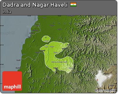Physical Map of Dadra and Nagar Haveli, darken