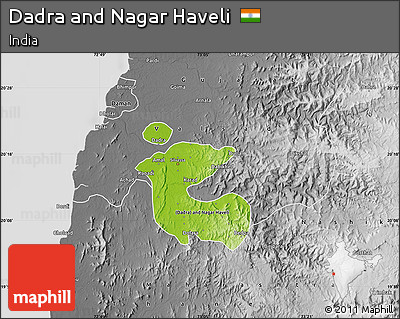 Physical Map of Dadra and Nagar Haveli, desaturated