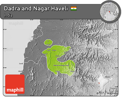Physical Map of Dadra and Nagar Haveli, desaturated