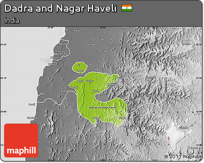 Physical Map of Dadra and Nagar Haveli, desaturated