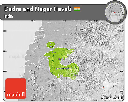 Physical Map of Dadra and Nagar Haveli, lighten, desaturated