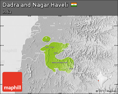 Physical Map of Dadra and Nagar Haveli, lighten, desaturated