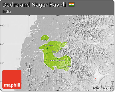 Physical Map of Dadra and Nagar Haveli, lighten, desaturated
