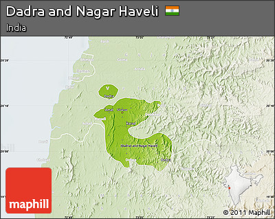 Physical Map of Dadra and Nagar Haveli, lighten