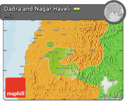 Physical Map of Dadra and Nagar Haveli, political outside
