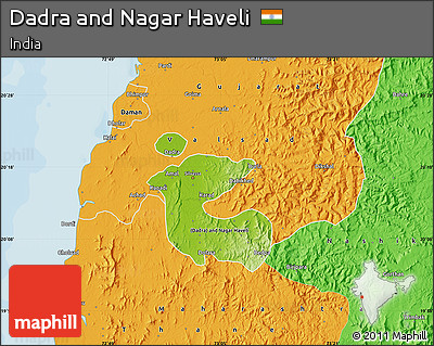 Physical Map of Dadra and Nagar Haveli, political outside
