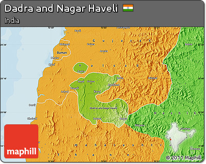 Physical Map of Dadra and Nagar Haveli, political outside