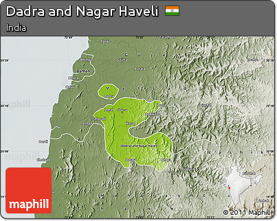 Physical Map of Dadra and Nagar Haveli, semi-desaturated