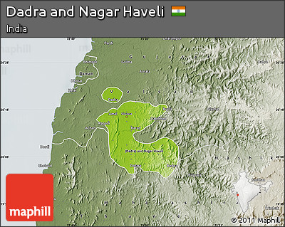 Physical Map of Dadra and Nagar Haveli, semi-desaturated
