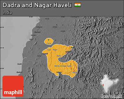 Political Map of Dadra and Nagar Haveli, darken, desaturated
