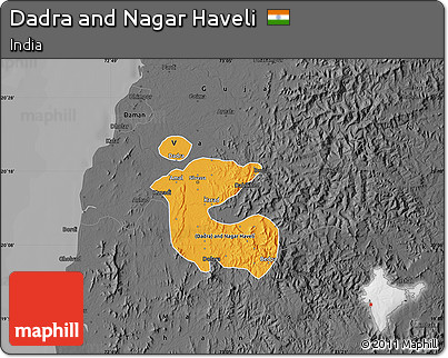 Political Map of Dadra and Nagar Haveli, darken, desaturated