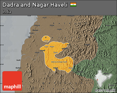Political Map of Dadra and Nagar Haveli, darken, semi-desaturated