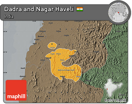 Political Map of Dadra and Nagar Haveli, darken, semi-desaturated