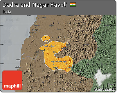 Political Map of Dadra and Nagar Haveli, darken, semi-desaturated