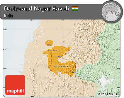 Political Map of Dadra and Nagar Haveli, lighten