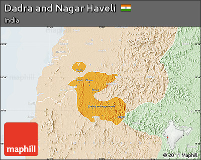 Political Map of Dadra and Nagar Haveli, lighten