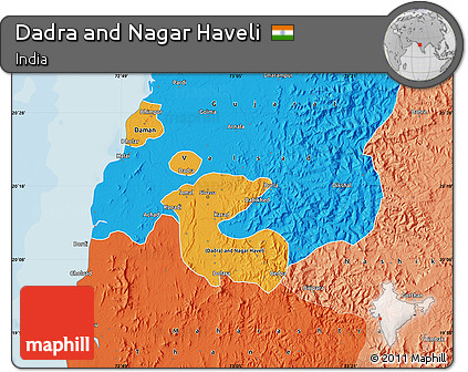 Political Map of Dadra and Nagar Haveli, political shades outside