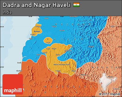 Political Map of Dadra and Nagar Haveli, political shades outside