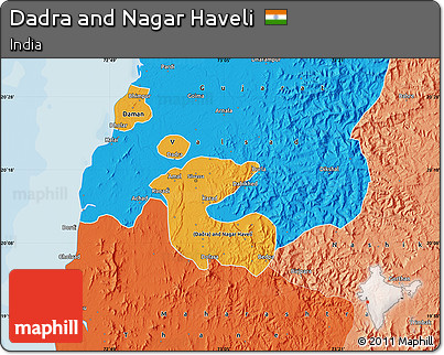 Political Map of Dadra and Nagar Haveli, political shades outside