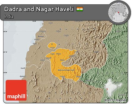 Political Map of Dadra and Nagar Haveli, semi-desaturated