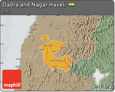 Political Map of Dadra and Nagar Haveli, semi-desaturated