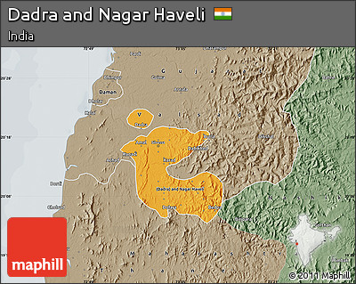 Political Map of Dadra and Nagar Haveli, semi-desaturated