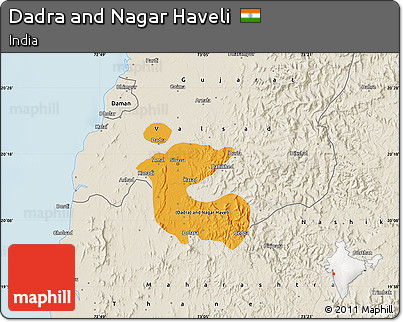 Political Map of Dadra and Nagar Haveli, shaded relief outside