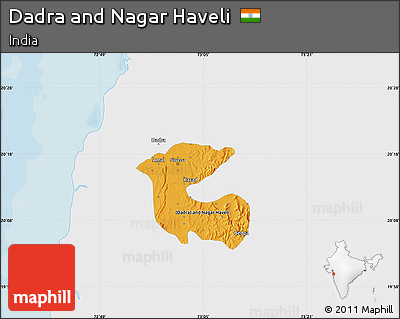 Political Map of Dadra and Nagar Haveli, single color outside