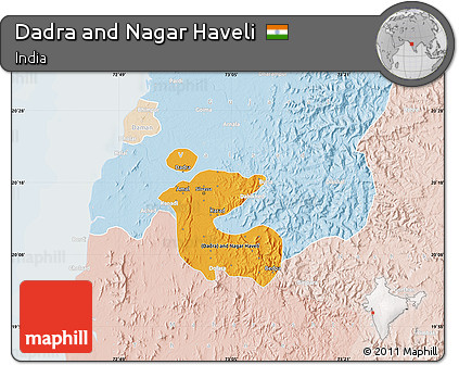 Political Shades Map of Dadra and Nagar Haveli, lighten