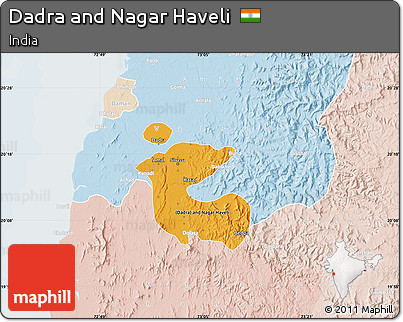 Political Shades Map of Dadra and Nagar Haveli, lighten