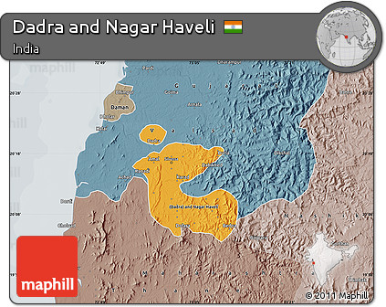 Political Shades Map of Dadra and Nagar Haveli, semi-desaturated