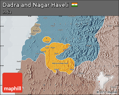Political Shades Map of Dadra and Nagar Haveli, semi-desaturated