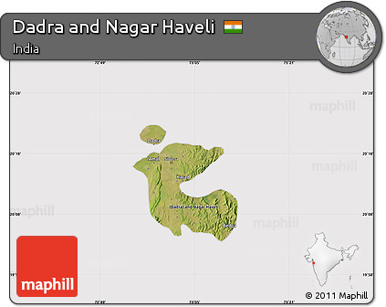 Satellite Map of Dadra and Nagar Haveli, cropped outside