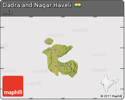 Satellite Map of Dadra and Nagar Haveli, cropped outside