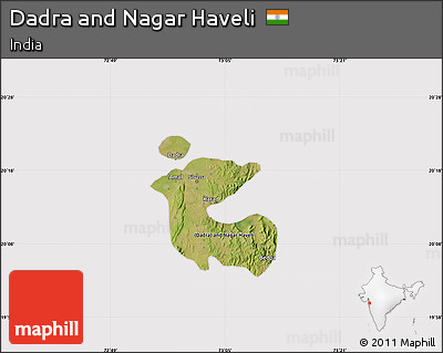 Satellite Map of Dadra and Nagar Haveli, cropped outside