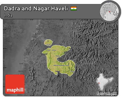 Satellite Map of Dadra and Nagar Haveli, darken, desaturated