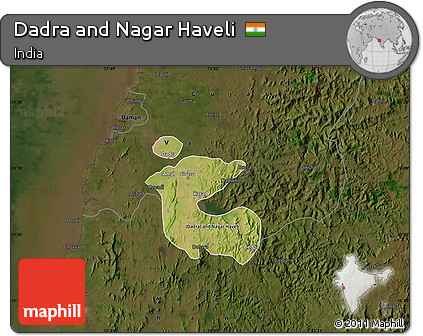 Satellite Map of Dadra and Nagar Haveli, darken
