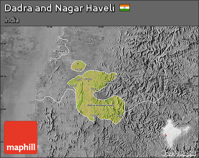 Satellite Map of Dadra and Nagar Haveli, desaturated