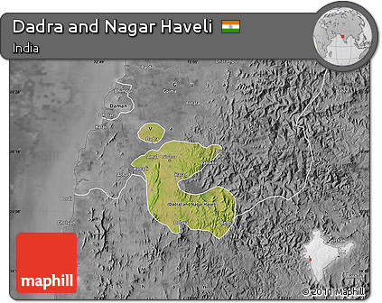 Satellite Map of Dadra and Nagar Haveli, desaturated