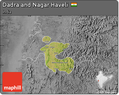 Satellite Map of Dadra and Nagar Haveli, desaturated