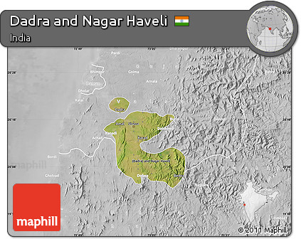 Satellite Map of Dadra and Nagar Haveli, lighten, desaturated