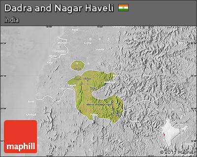 Satellite Map of Dadra and Nagar Haveli, lighten, desaturated