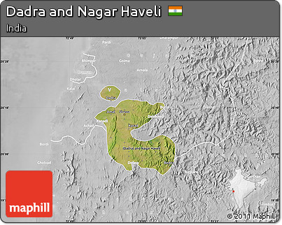 Satellite Map of Dadra and Nagar Haveli, lighten, desaturated