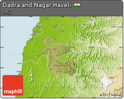 Satellite Map of Dadra and Nagar Haveli, physical outside