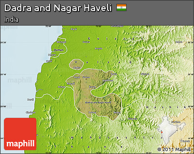 Satellite Map of Dadra and Nagar Haveli, physical outside