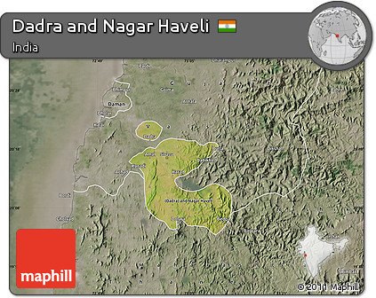 Satellite Map of Dadra and Nagar Haveli, semi-desaturated